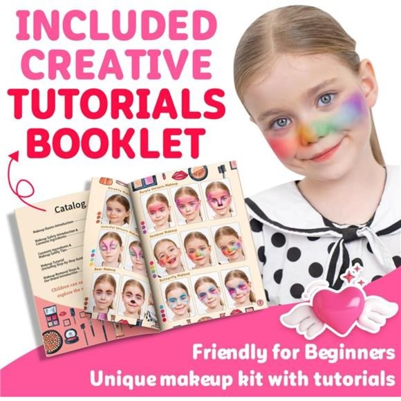 65 Pcs Makeup Kit, Washable Play Makeup Toys Set with Cosmetic Case For Kids - Picture 5 of 6